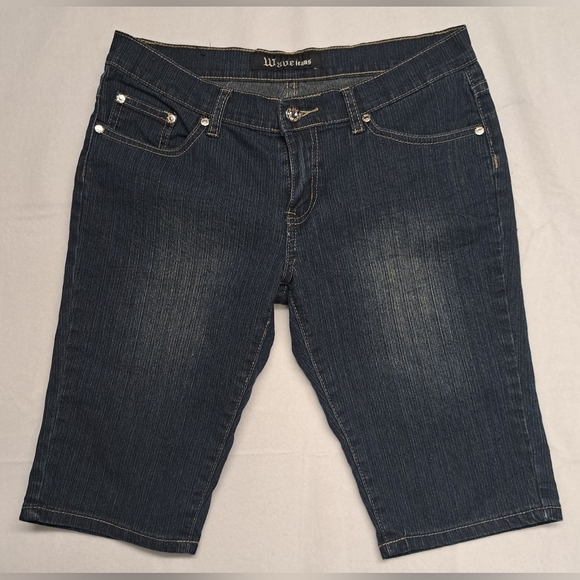 Wave Pants - Wave Jeans Bermuda Shorts Denim 9/10 Zipper Fly 5 Pocket